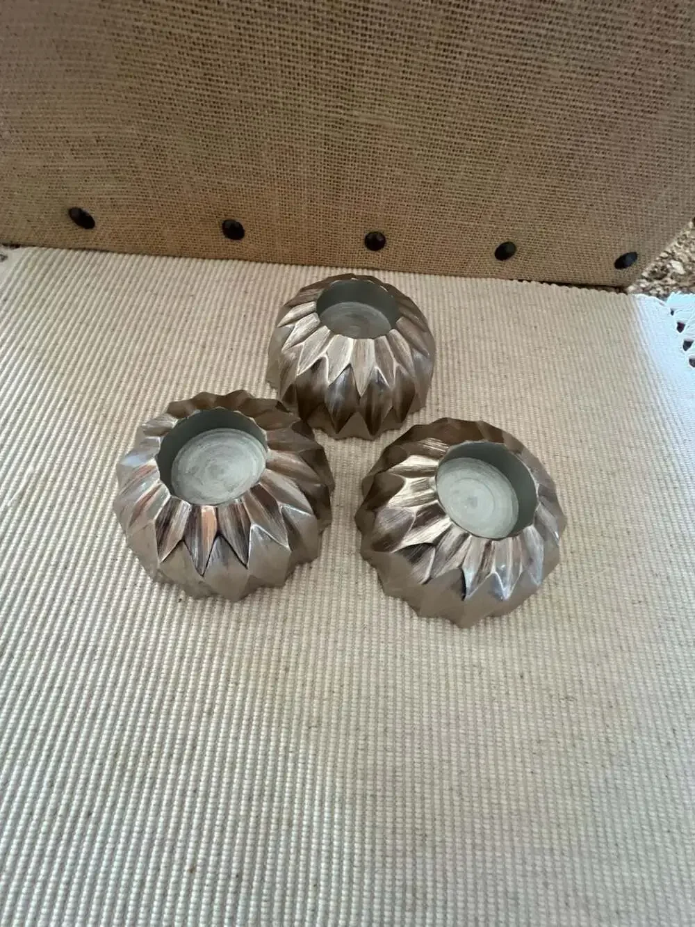 Z Gallerie Perspecta Large Silver Tea Light Candle Holders - Set of 3